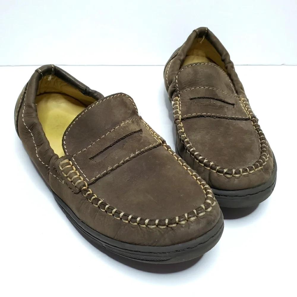 Primigi Brown Leather Penny Loafer Driving Moccasin Casual Dress Shoe 2.5